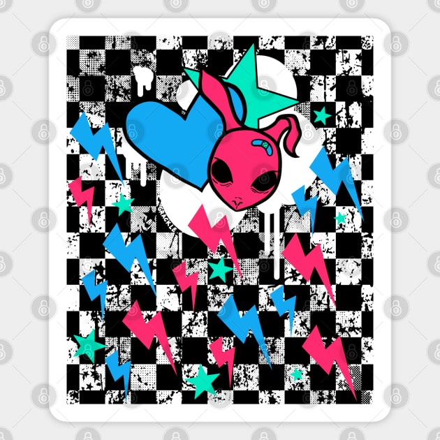 Rock Bunny Checkerboard (Light Version) Magnet by Jan Grackle
